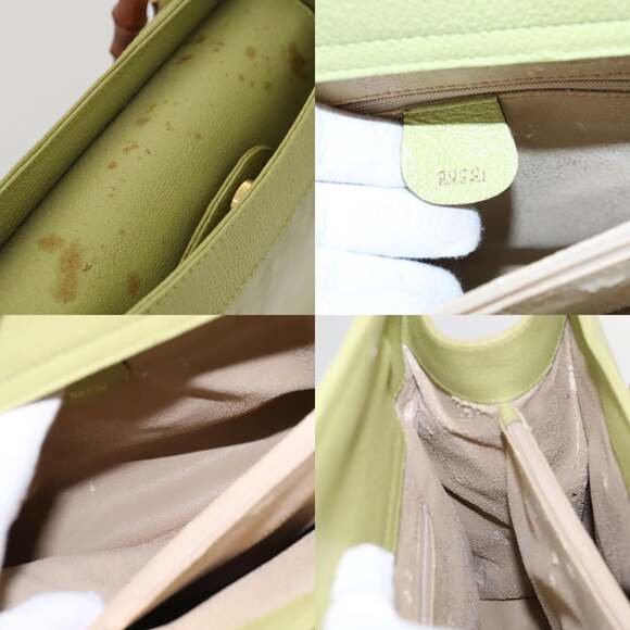 GUCCI Bamboo Hand Bag Suede Leather Lime Green Gold 002 123 002 123 - Picture 11 of 13